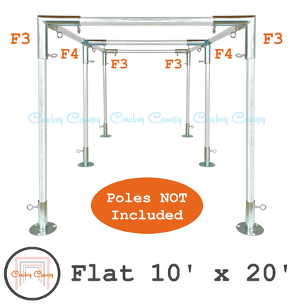 cowboy canopy 10'x20' flat roof canopy fittings kit, 1" EMT electrical metallic conduit fittings, metal canopy parts