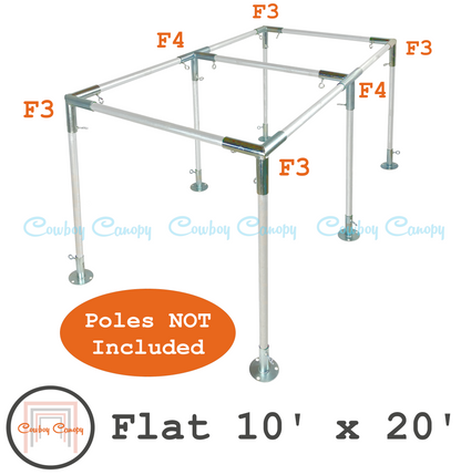 cowboy canopy 10'x20' flat roof canopy fittings kit, 1" EMT electrical metallic conduit fittings, metal canopy parts