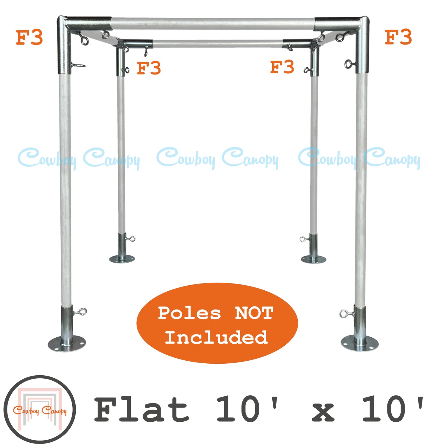 cowboy canopy 10'x10' flat roof canopy fittings kit, 1" EMT electrical metallic conduit fittings