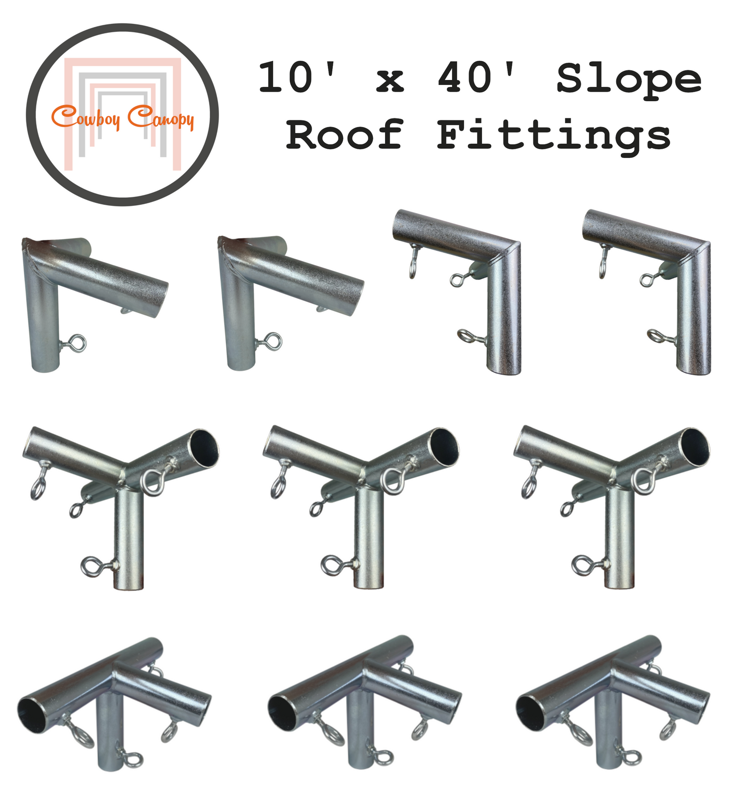 10'x40' Slope lean-to roof canopy fittings cowboy canopy